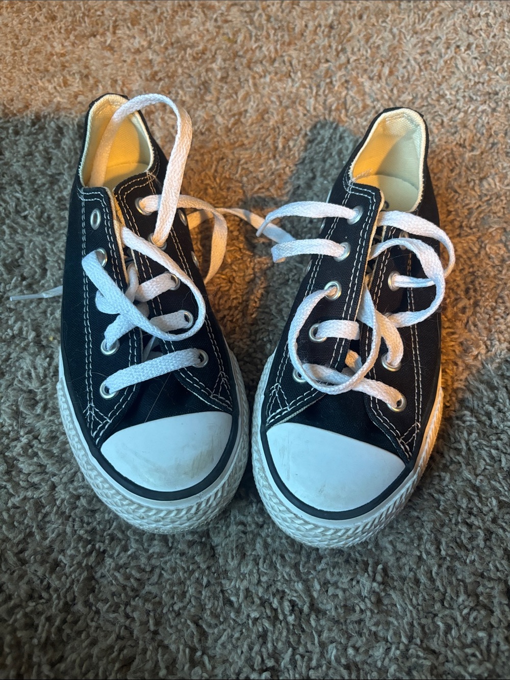 Converse Black Canvas Kids Low-Top Sneakers with White Accents